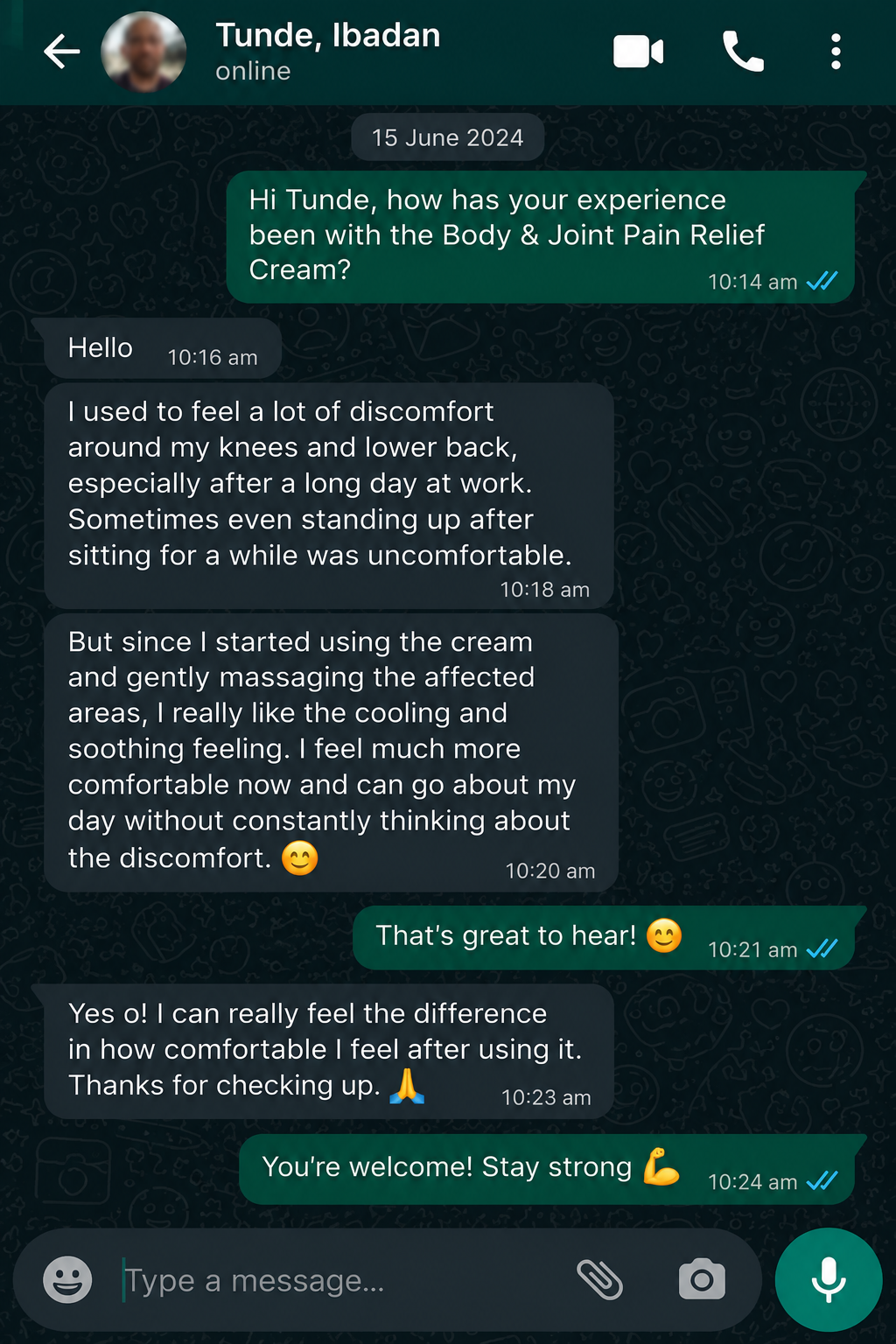 Customer testimonial screenshot